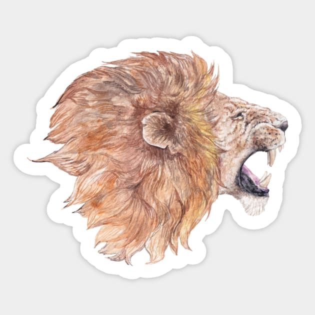 Roaring Watercolor Lion Sticker by wanderinglaur